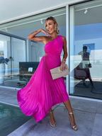 ELISA | Vestido midi plisado de un hombro