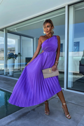 ELISA | Vestido midi plisado de un hombro