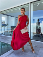 ELISA | Vestido midi plisado de un hombro