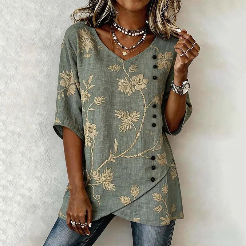 Blusa vintage con estampado floral