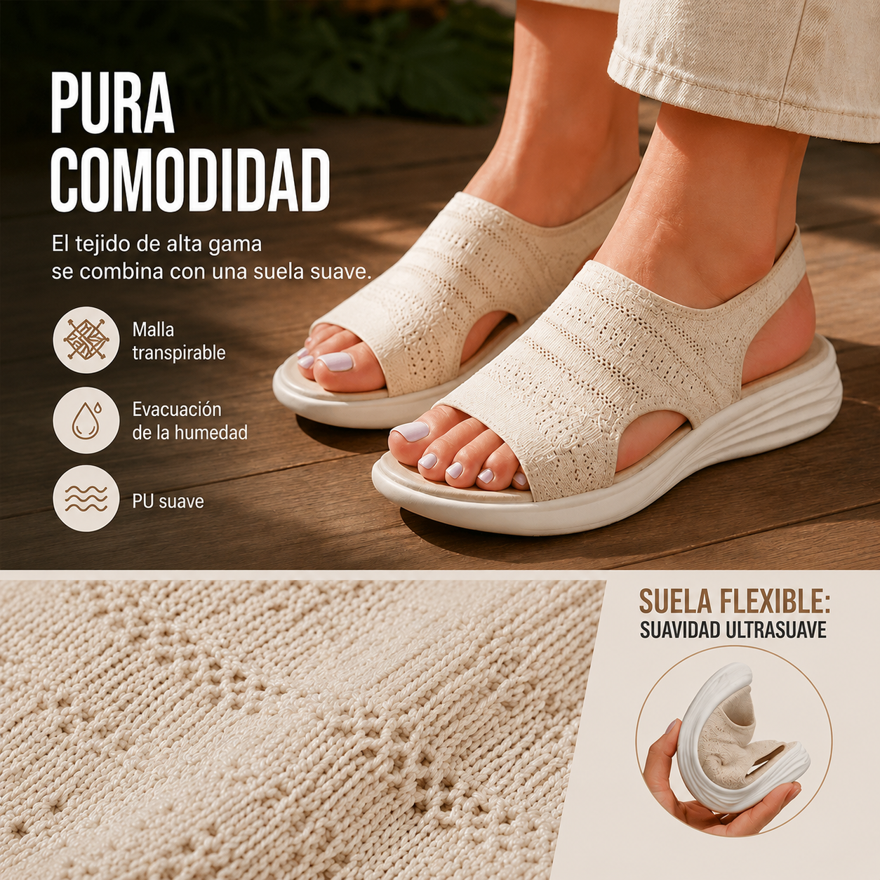 SANDALIAS CON PLATAFORMA DE PUNTO TRANSPIRABLE PARA MUJER