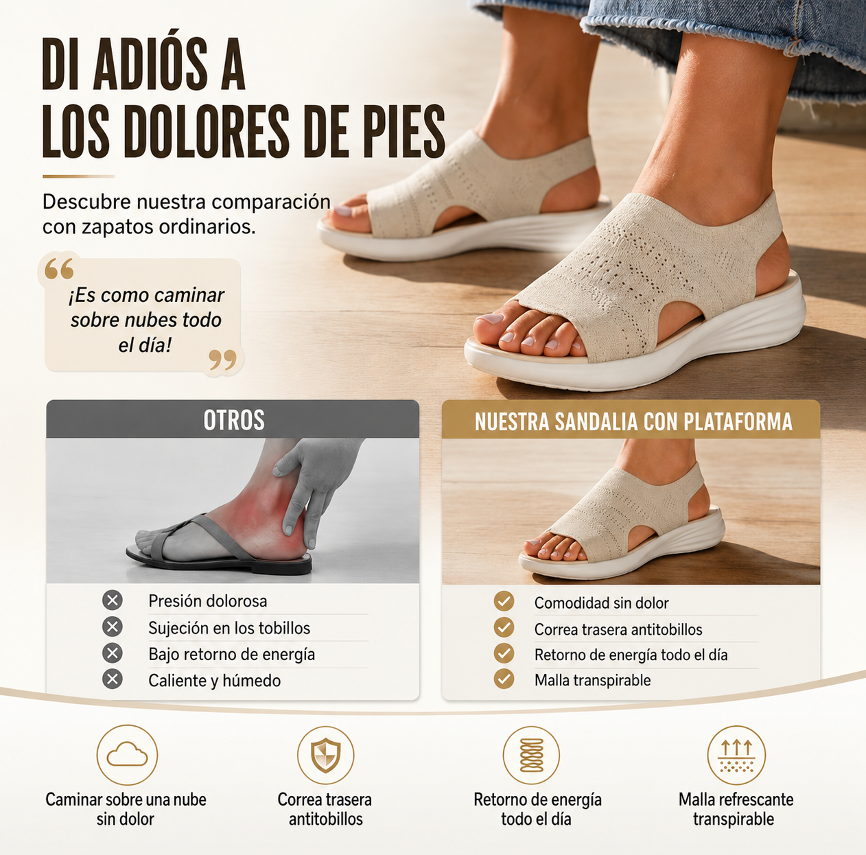 SANDALIAS CON PLATAFORMA DE PUNTO TRANSPIRABLE PARA MUJER
