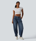 JOGGERS BALLOON DENIM CINTURA MEDIA CON BOLSILLOS