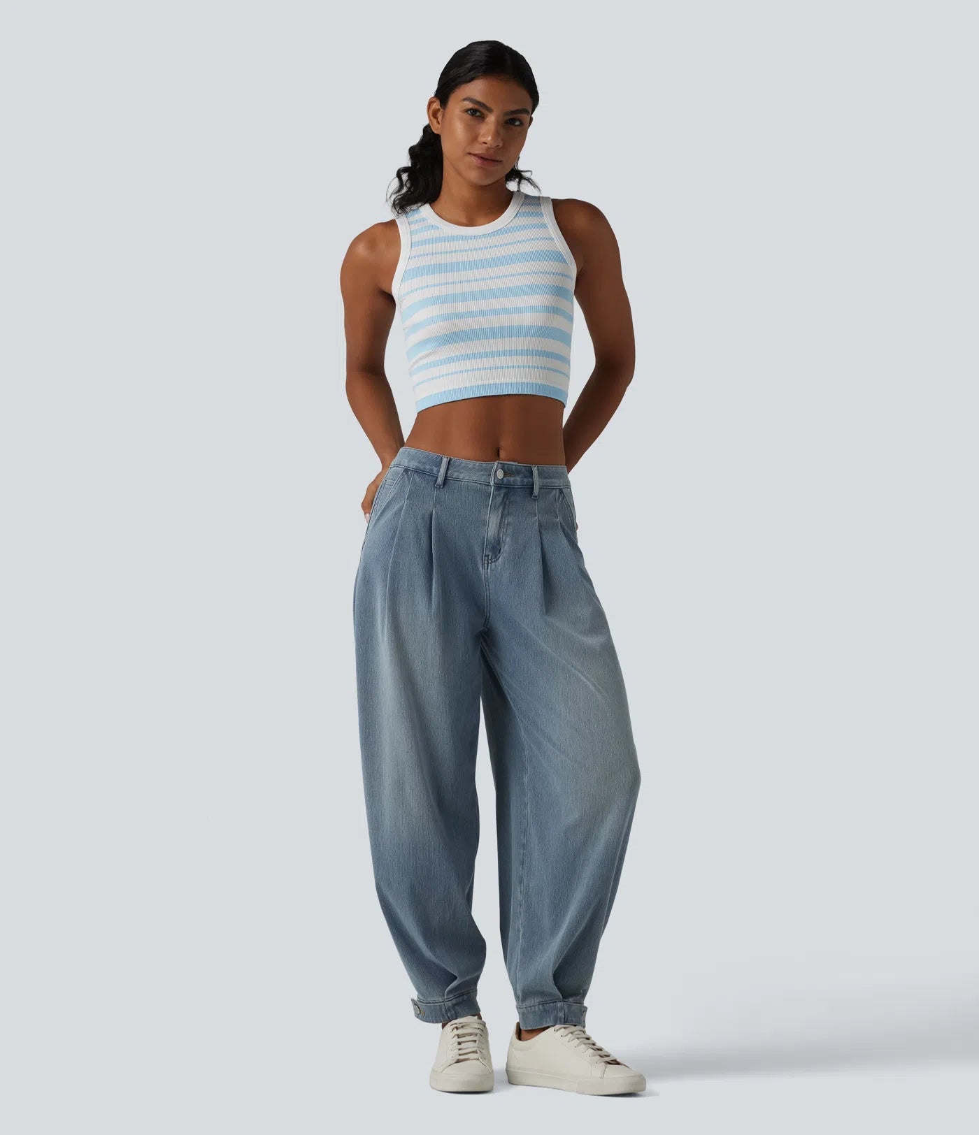 JOGGERS BALLOON DENIM CINTURA MEDIA CON BOLSILLOS