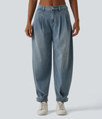 JOGGERS BALLOON DENIM CINTURA MEDIA CON BOLSILLOS