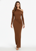 VESTIDO LARGO BRONCE BRILLANTE