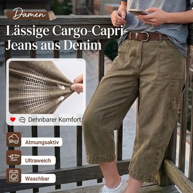 −50% por tiempo limitado⏰👖 | Pantalones capri cargo casuales para mujer: pantalones cómodos de 3/4 de largo con muchos bolsillos, perfectos para el día a día, viajes y verano ☀️