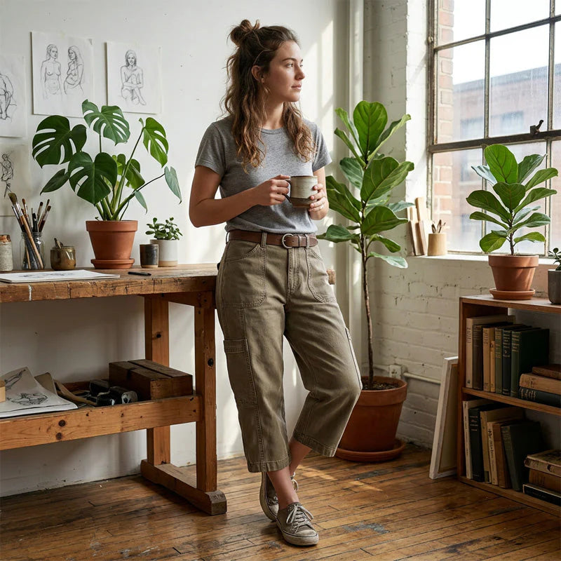 −50% por tiempo limitado⏰👖 | Pantalones capri cargo casuales para mujer: pantalones cómodos de 3/4 de largo con muchos bolsillos, perfectos para el día a día, viajes y verano ☀️