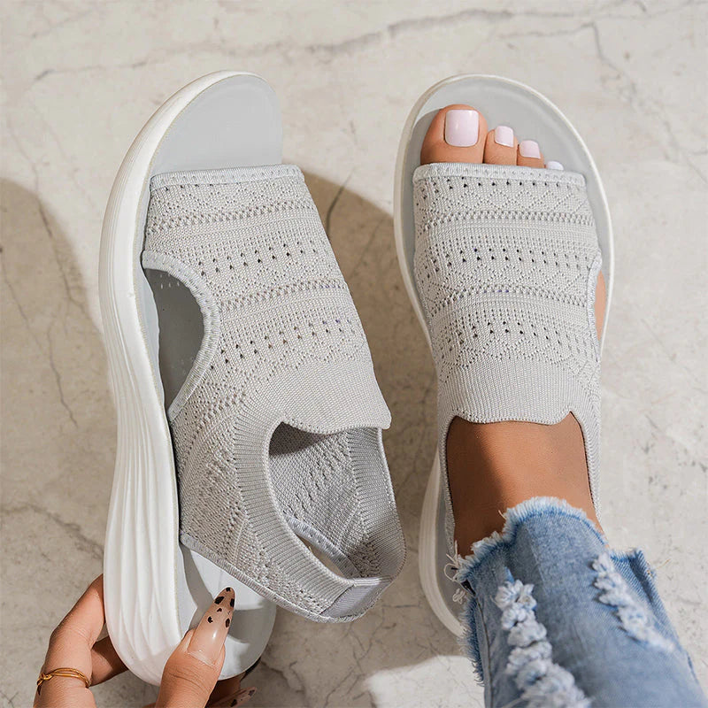 SANDALIAS CON PLATAFORMA DE PUNTO TRANSPIRABLE PARA MUJER