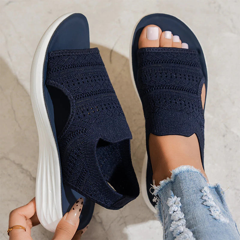 SANDALIAS CON PLATAFORMA DE PUNTO TRANSPIRABLE PARA MUJER