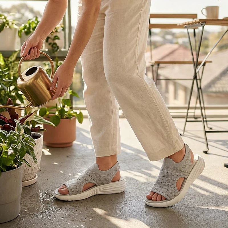 SANDALIAS CON PLATAFORMA DE PUNTO TRANSPIRABLE PARA MUJER