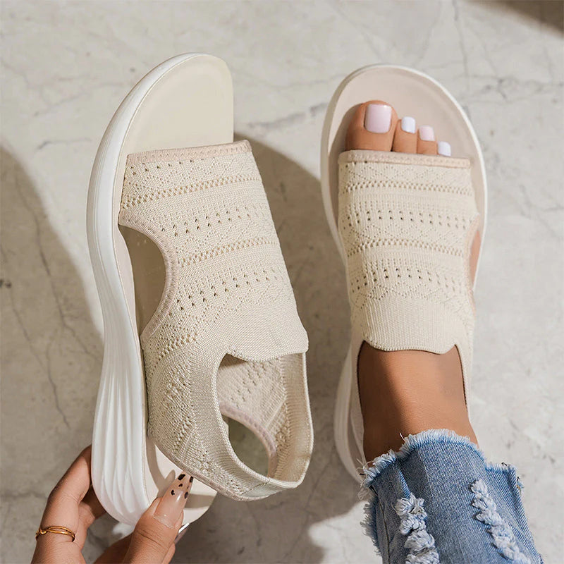SANDALIAS CON PLATAFORMA DE PUNTO TRANSPIRABLE PARA MUJER