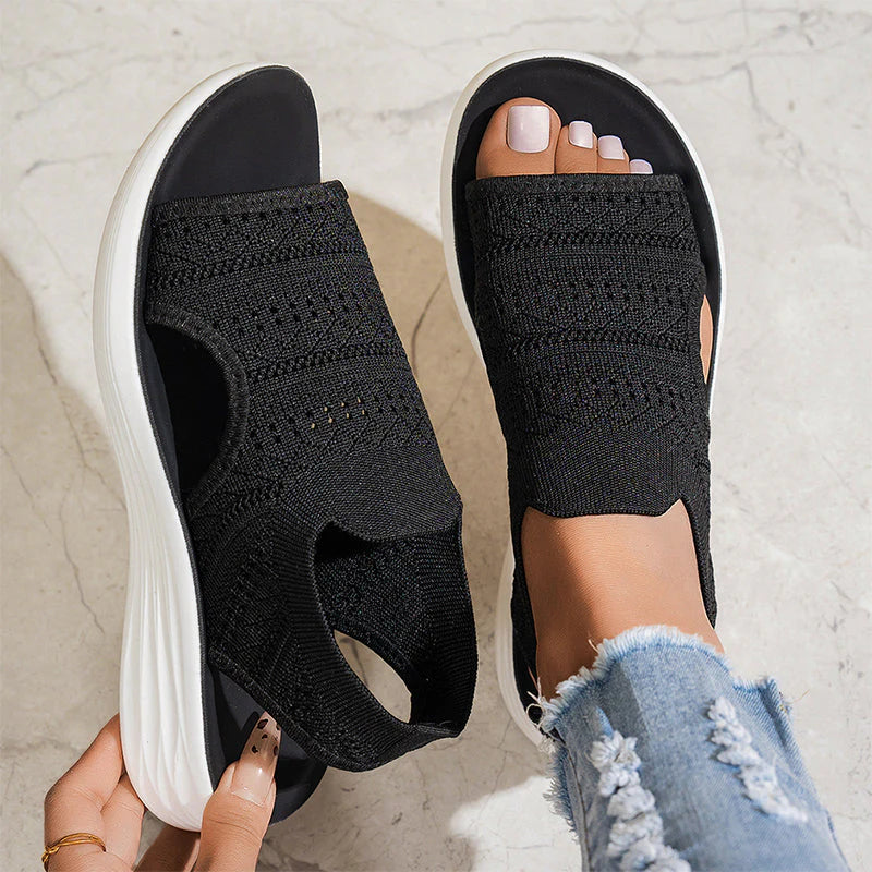 SANDALIAS CON PLATAFORMA DE PUNTO TRANSPIRABLE PARA MUJER