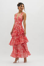 LISA | Vestido largo floral con volantes