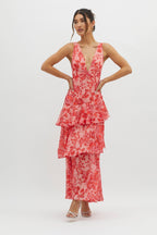 LISA | Vestido largo floral con volantes
