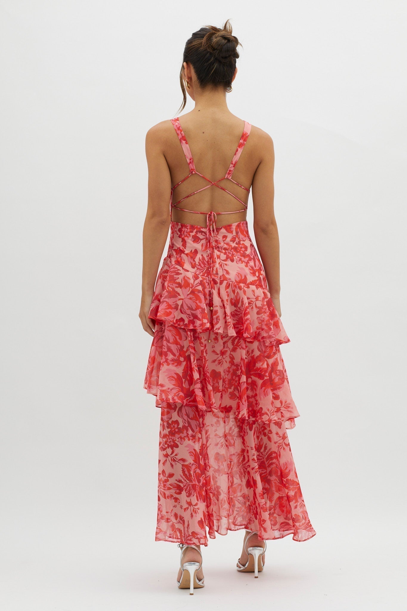 LISA | Vestido largo floral con volantes