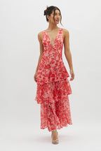 LISA | Vestido largo floral con volantes