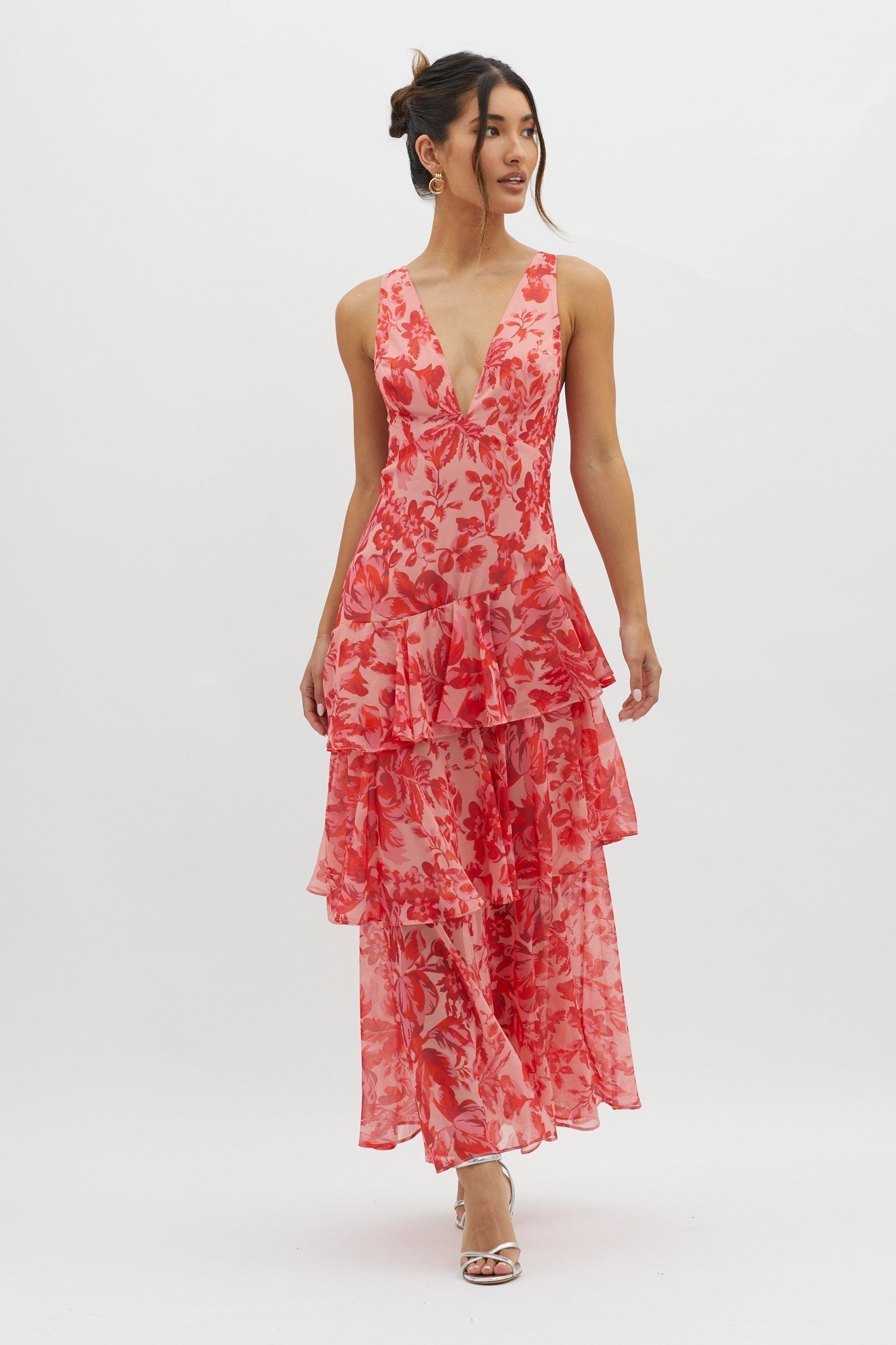 LISA | Vestido largo floral con volantes