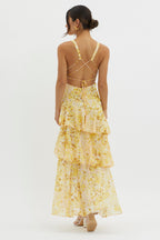 LISA | Vestido largo floral con volantes