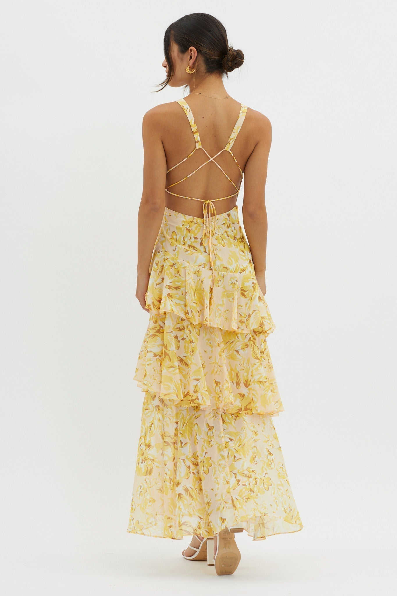 LISA | Vestido largo floral con volantes