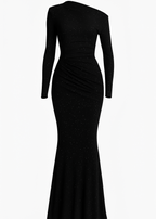VESTIDO LARGO NEGRO BRILLANTE