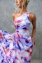 ELISA | Vestido midi plisado de un hombro
