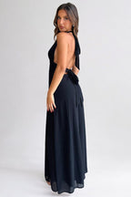 LOLA | Elegante vestido largo con cuello halter y abertura alta