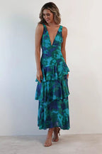 LISA | Vestido largo floral con volantes