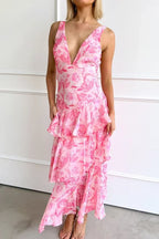 LISA | Vestido largo floral con volantes