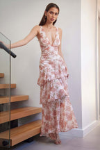 LISA | Vestido largo floral con volantes