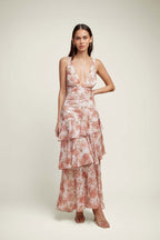 LISA | Vestido largo floral con volantes