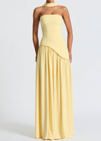 LINA | Vestido maxi sin tirantes con abertura alta