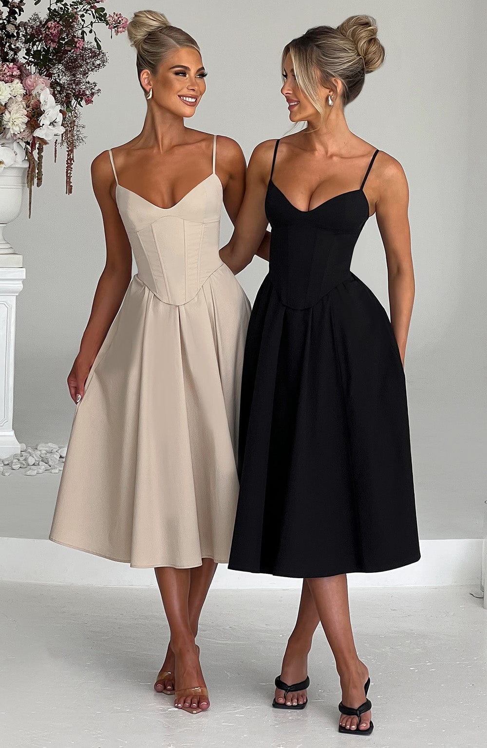 MAITE | Elegante vestido midi estilo corsé