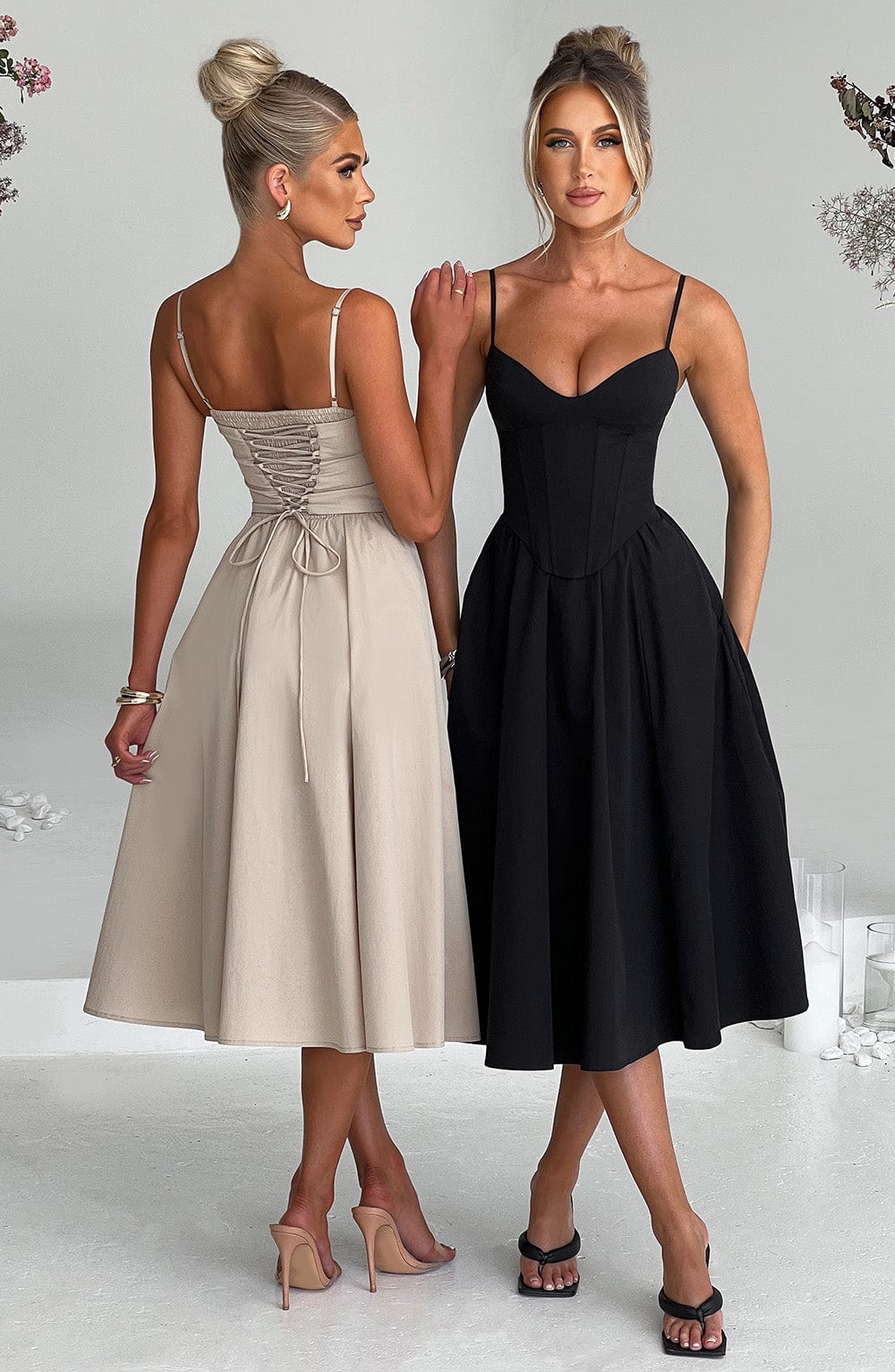 MAITE | Elegante vestido midi estilo corsé