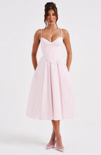 MAITE | Elegante vestido midi estilo corsé
