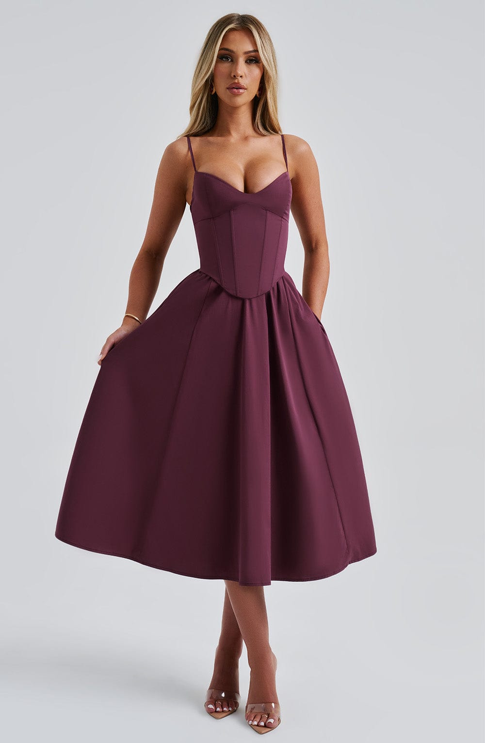 MAITE | Elegante vestido midi estilo corsé