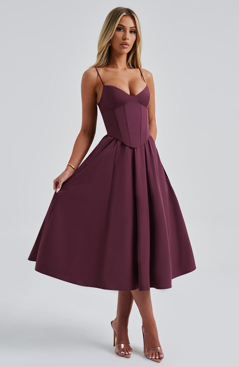 MAITE | Elegante vestido midi estilo corsé