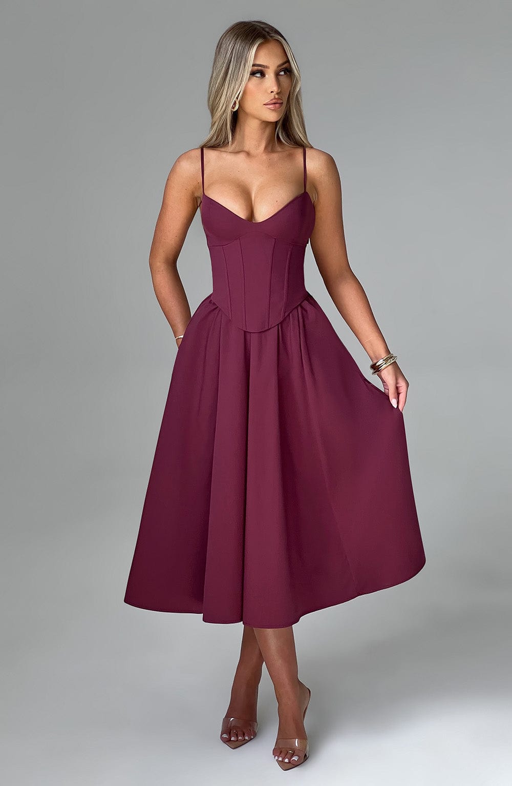MAITE | Elegante vestido midi estilo corsé