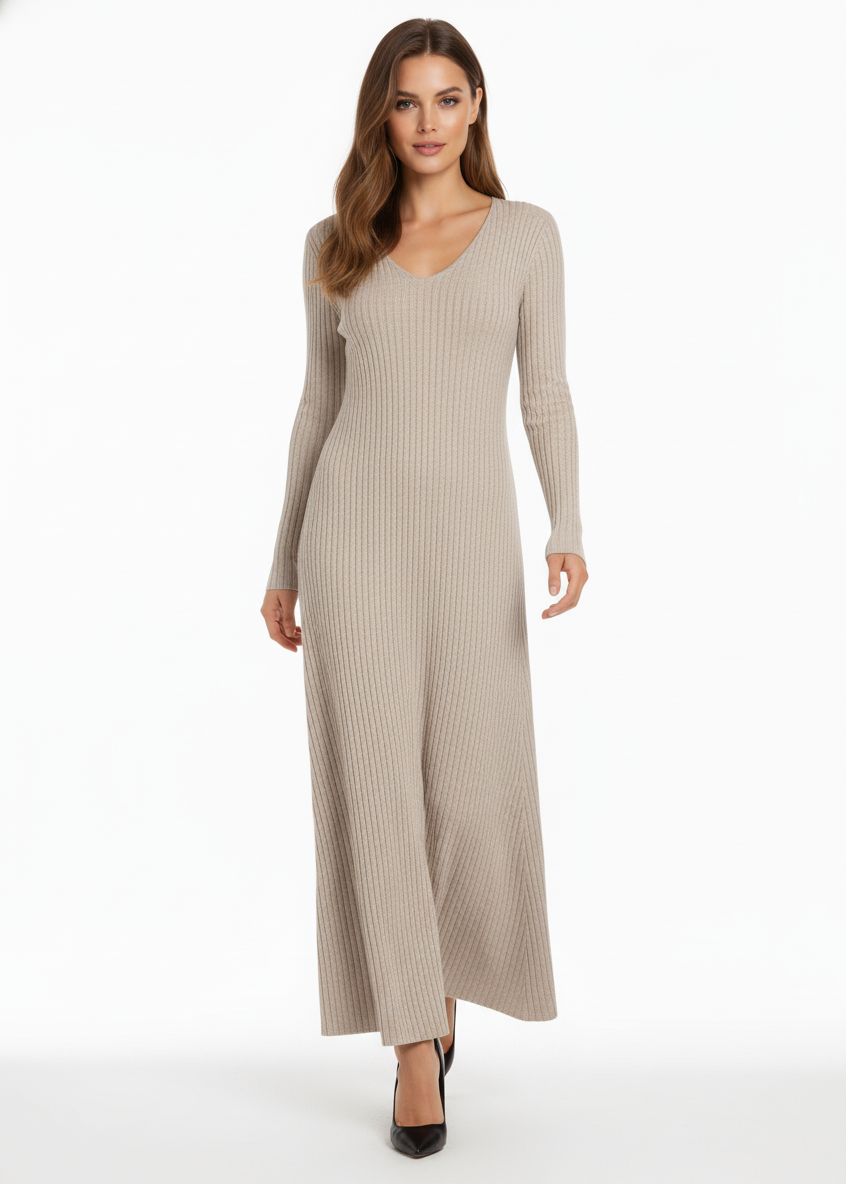 SIENA | VESTIDO MIDI DE PUNTO ACANALADO